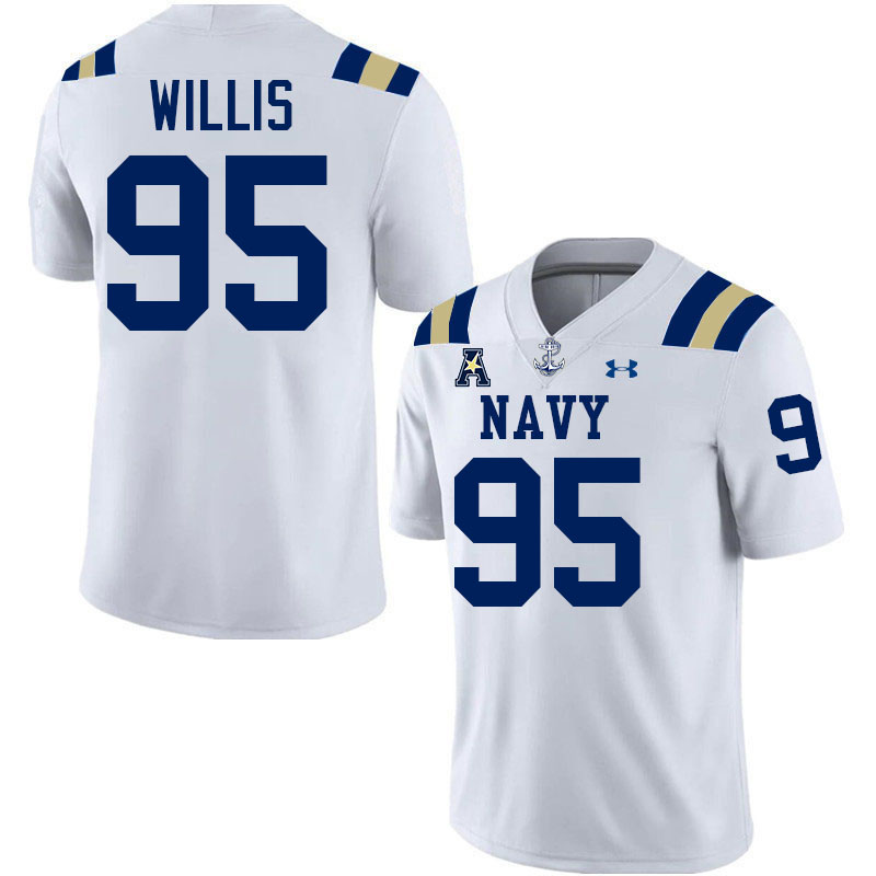 Navy Midshipmen #95 Griffen Willis College Football Jerseys,Apparels Stitched-White